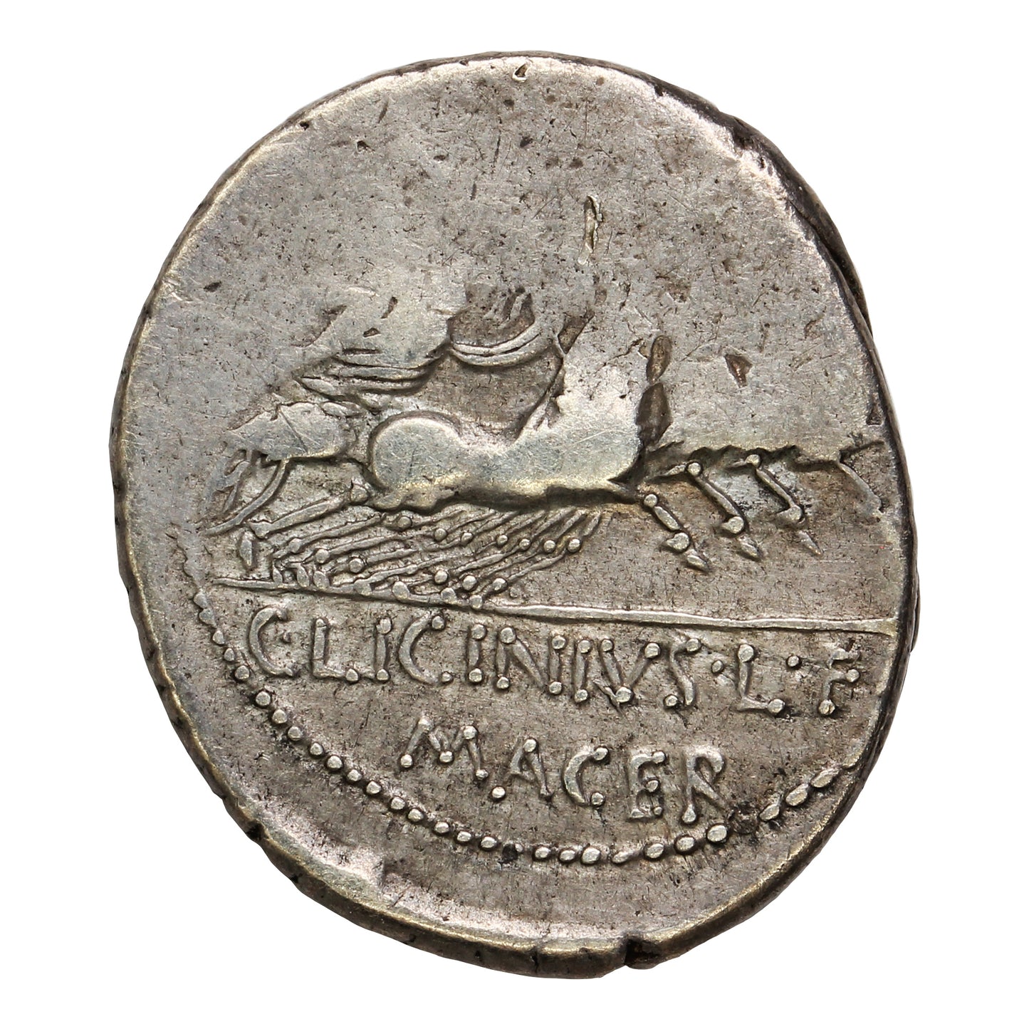 Ancient Roman Republic C. Licinnius L.F. Macer Silver Denarius Extra Fine (EF40)