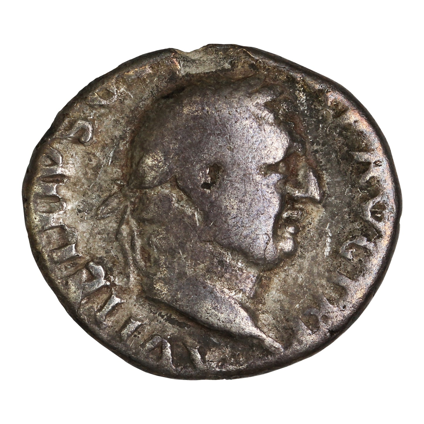 Ancient Rome 69AD Pont Maxim Vitellius Silver Denarius Fine (F12)