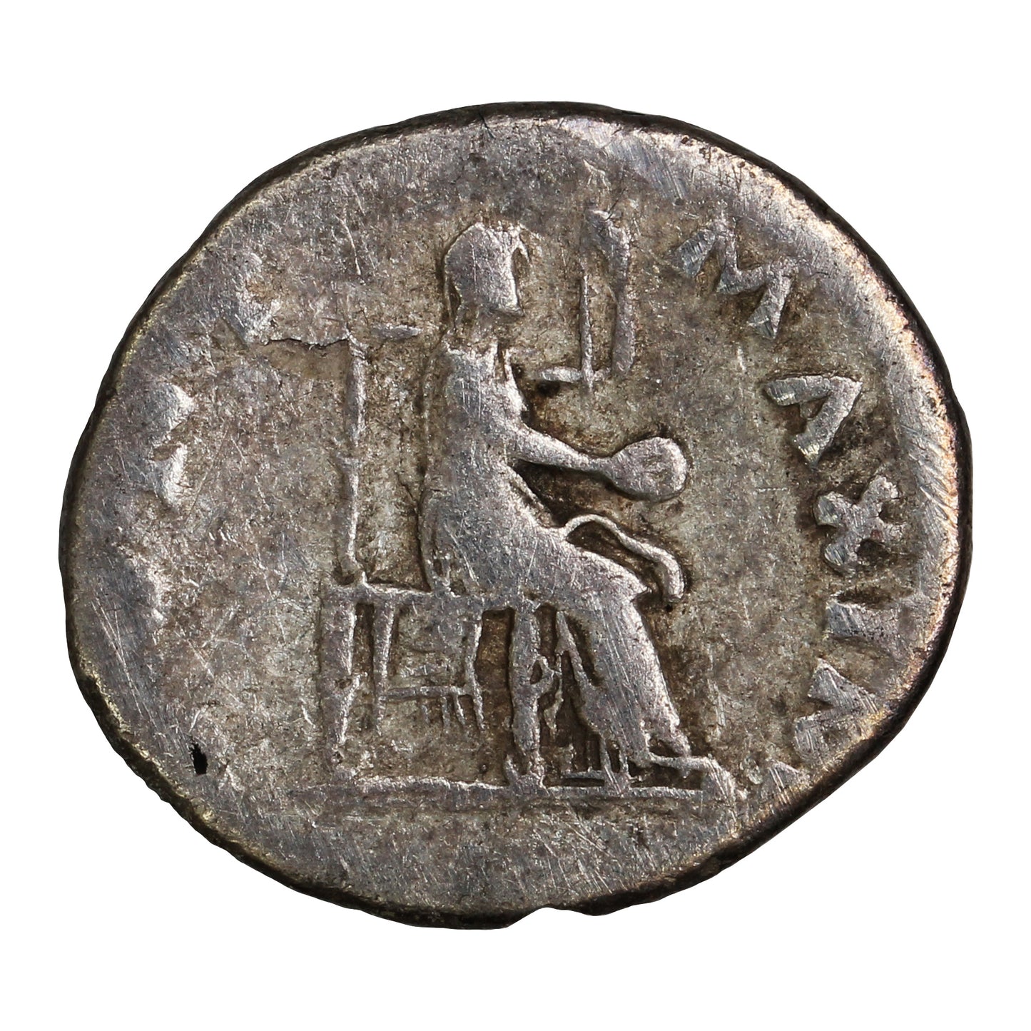 Ancient Rome 69AD Pont Maxim Vitellius Silver Denarius Fine (F12)