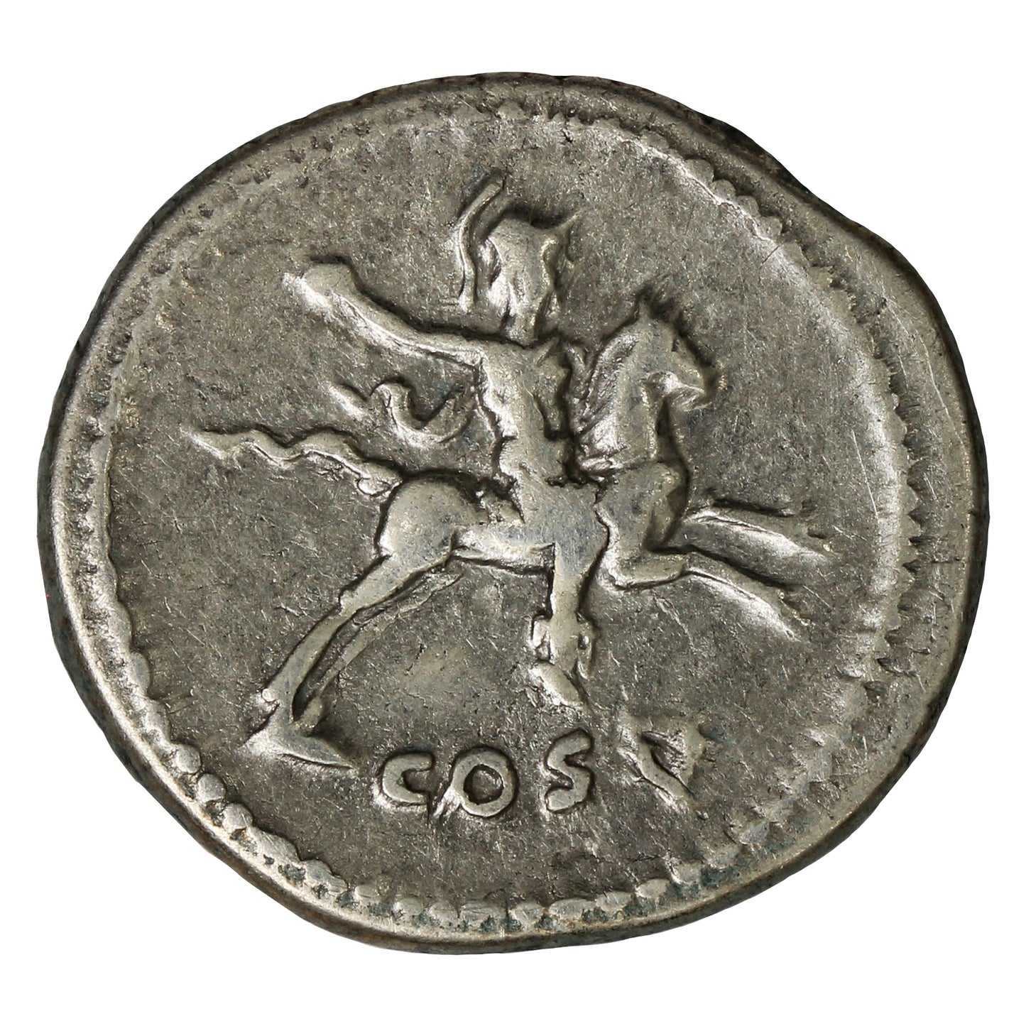 Ancient Rome 69-81AD Horseman Rev. Domitian as Ceasar Silver Denarius Extra Fine (EF40)