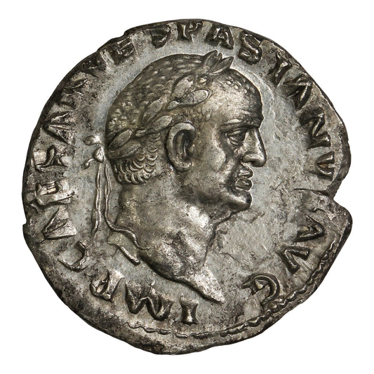 Ancient Rome 70AD S2284 Vespasian Silver Denarius Almost Uncirculated (AU50)