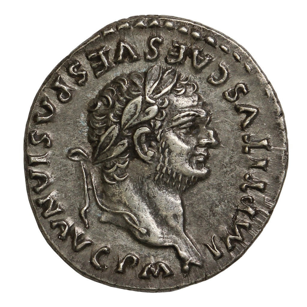 Ancient Rome 80AD Curule Chair Rev. Titus Silver Denarius Almost Uncirculated (AU50)