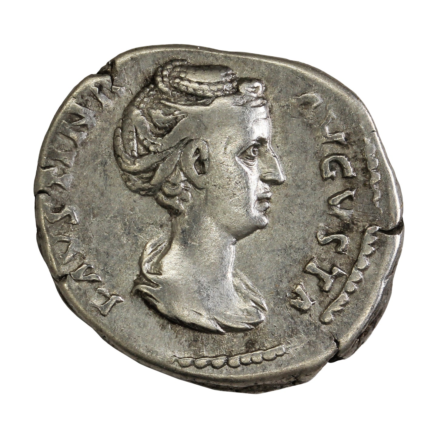 Ancient Rome 147AD Throne Peacock Rev. Faustina Sr. Silver Denarius VF-EF (VF30)