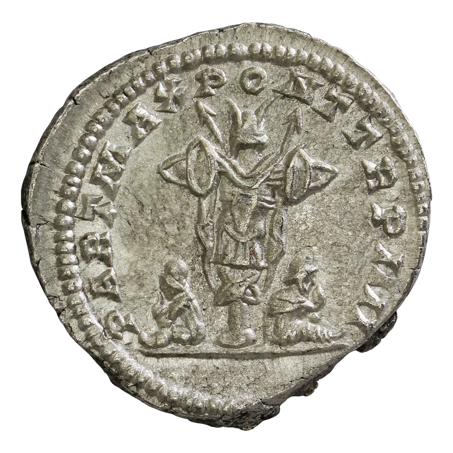 Ancient Rome 198-217AD Captives Rev. Caracalla Silver Denarius Uncirculated (MS60)