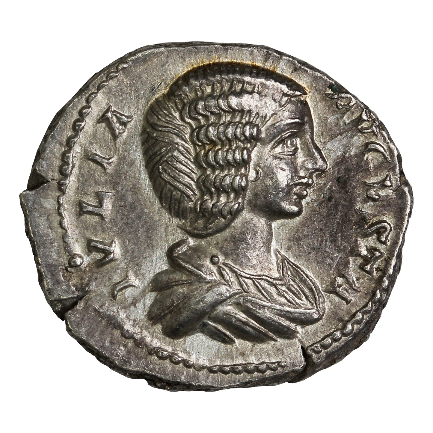 Ancient Rome 200AD Julia Domina Silver Denarius AU-UNC (AU55)
