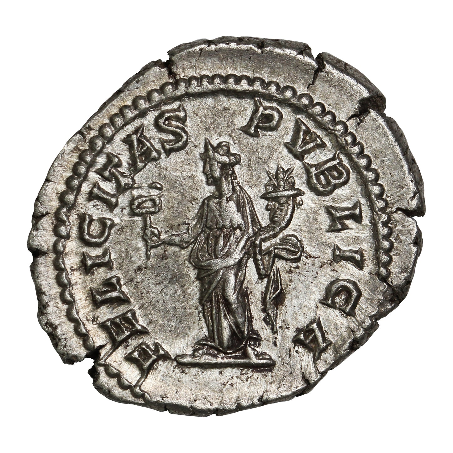 Ancient Rome 203AD Young Portrait, Felicitas Rev. Geta Silver Denarius AU-UNC (AU55)