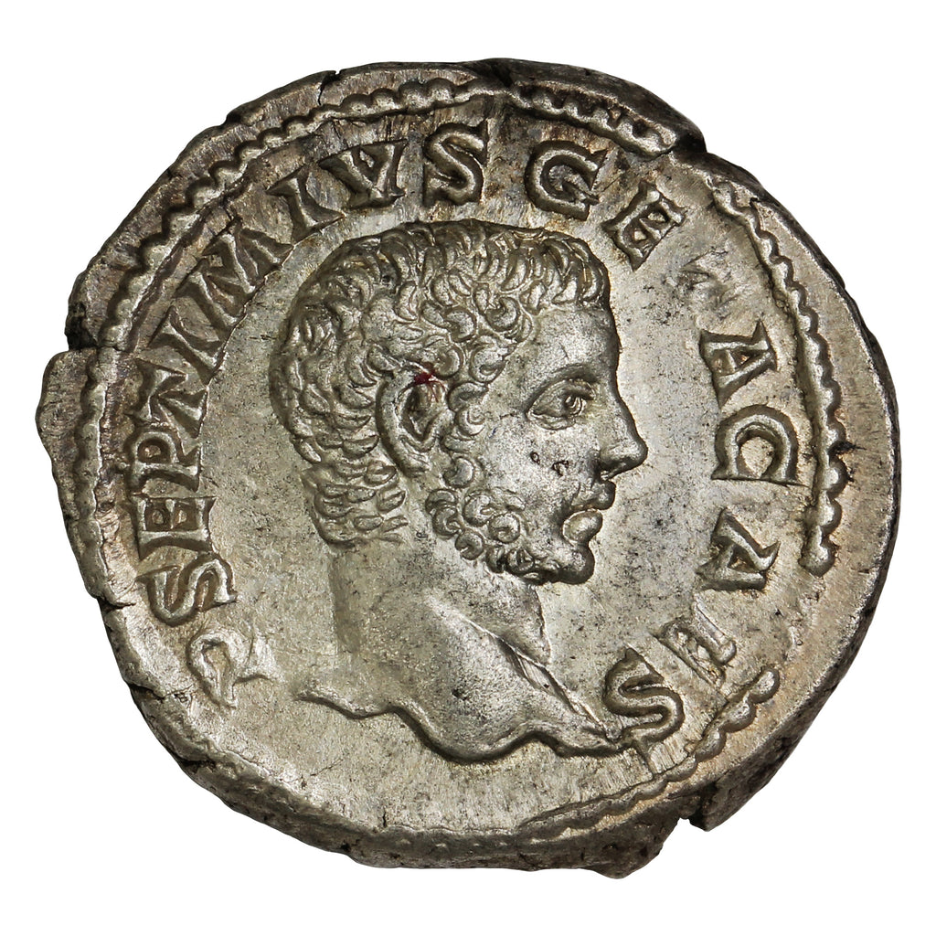 Ancient Rome 208AD S7187 Geta as Caesar Silver Denarius AU-UNC (AU55)