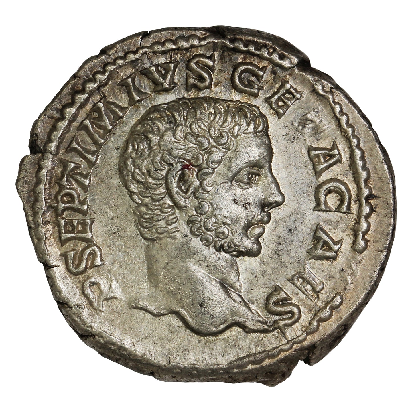 Ancient Rome 208AD S7187 Geta as Caesar Silver Denarius AU-UNC (AU55)