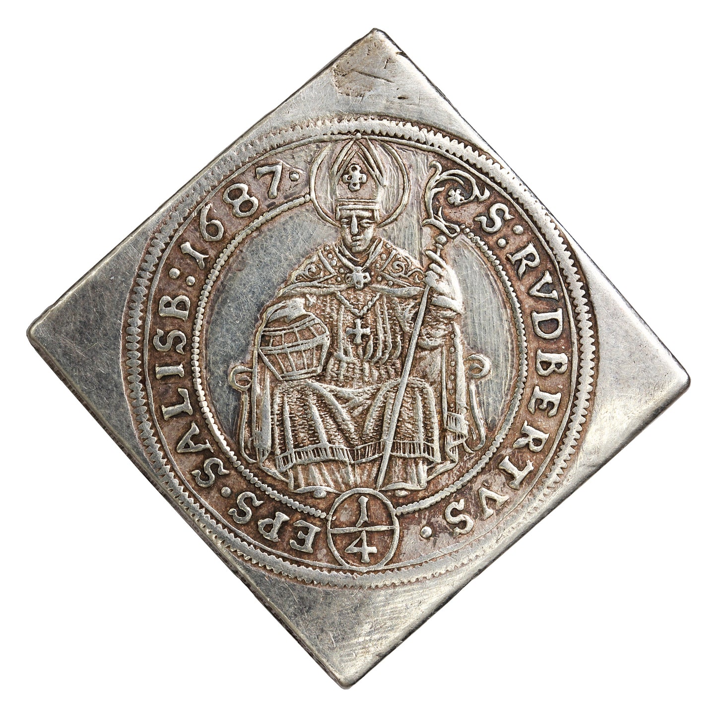 Austrian States 1687 Salzburg 1/4 KlippeThaler EF-AU (EF45)