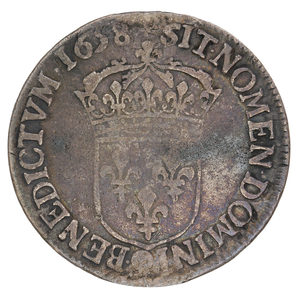 France 1658 Louis XIV 1/2 Ecu VG-F (VG10)