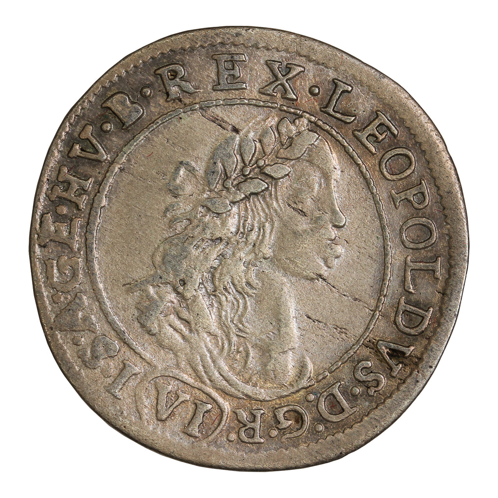 Hungary 1673KB Leopold I 6 Kreuzer VF-EF (VF30)