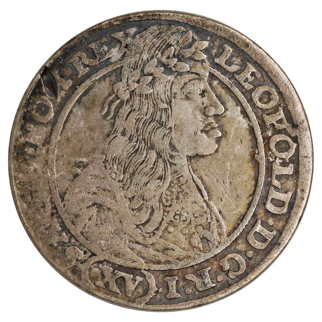 Austrian States 1664GH Leopold I Silesia 15 Kreuzer VF-EF (VF30)
