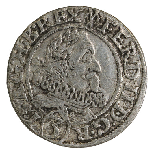 Austria 1628 Ferdinand II 3 Kreuzer VF-EF (VF30) $