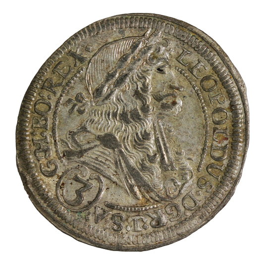 Austria 1698 Leopold I 3 Kreuzer AU-UNC (AU55) $