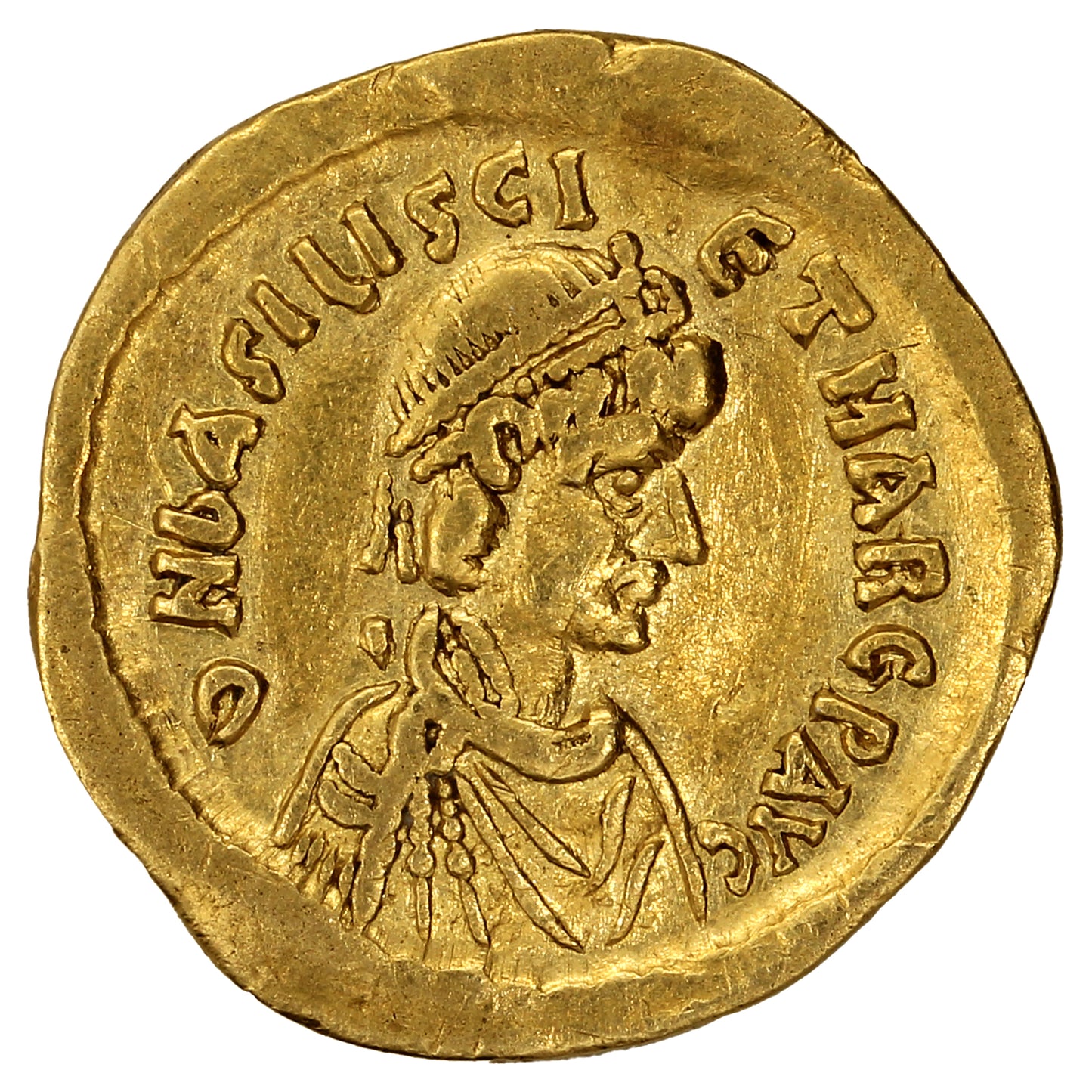 Ancient Rome 475-476AD Basiliscus & Marcus Gold Tremissis Almost Uncirculated (AU50)