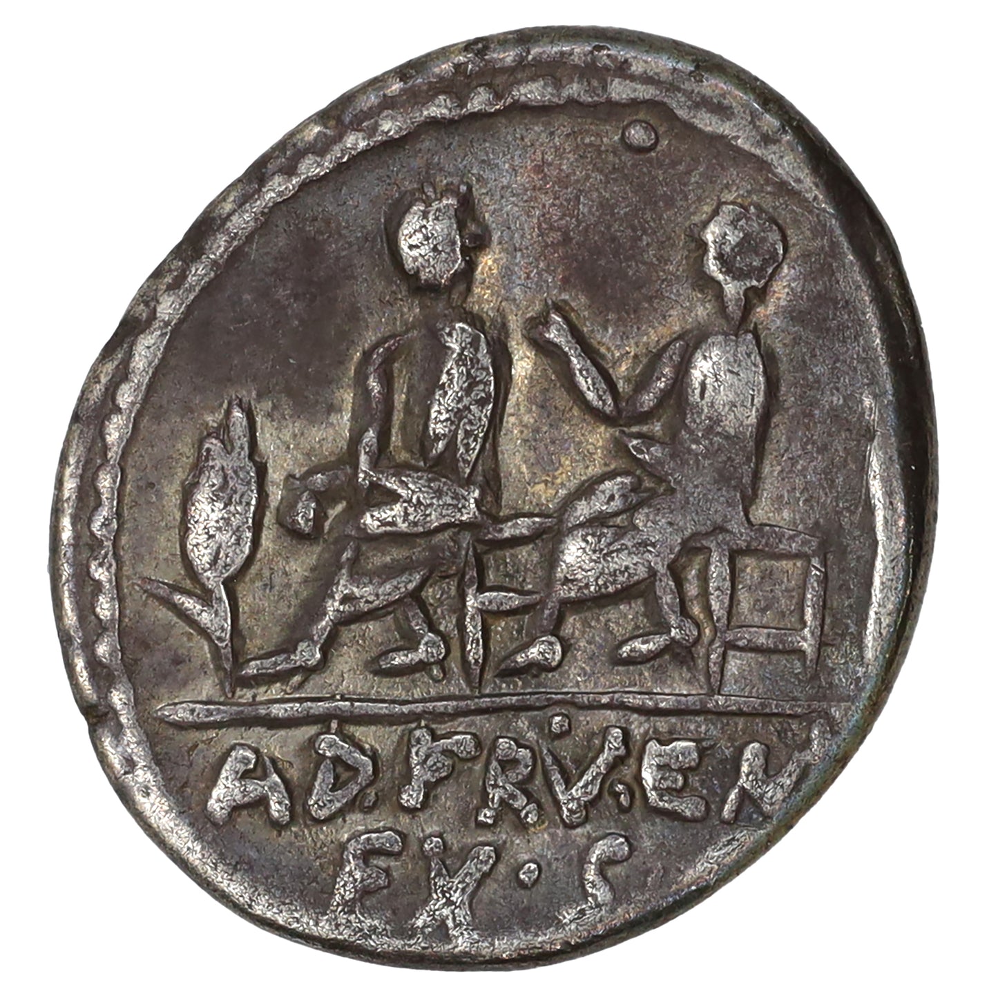 Ancient Roman Republic 100 BC Caepius/Calpurnius Piso Silver Denarius VF-EF (VF30)