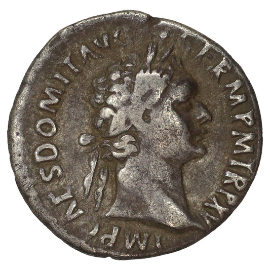 Ancient Rome Sept 14-18th 96 AD Domitian Silver Denarius Very Fine (VF20) EXTREMELY RARE