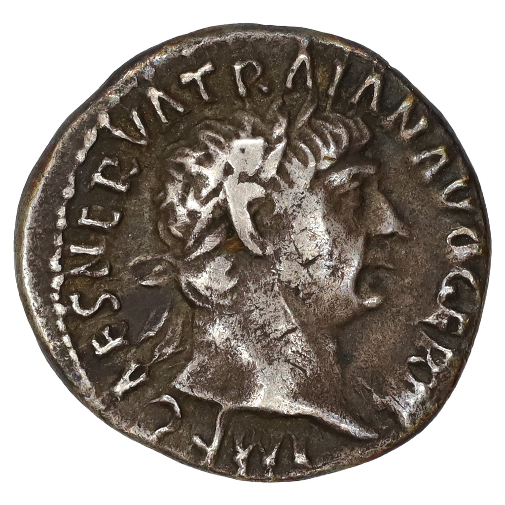 Ancient Rome 116-117 AD Trajan, Rev. Mars Silver Denarius VF-EF (VF30)