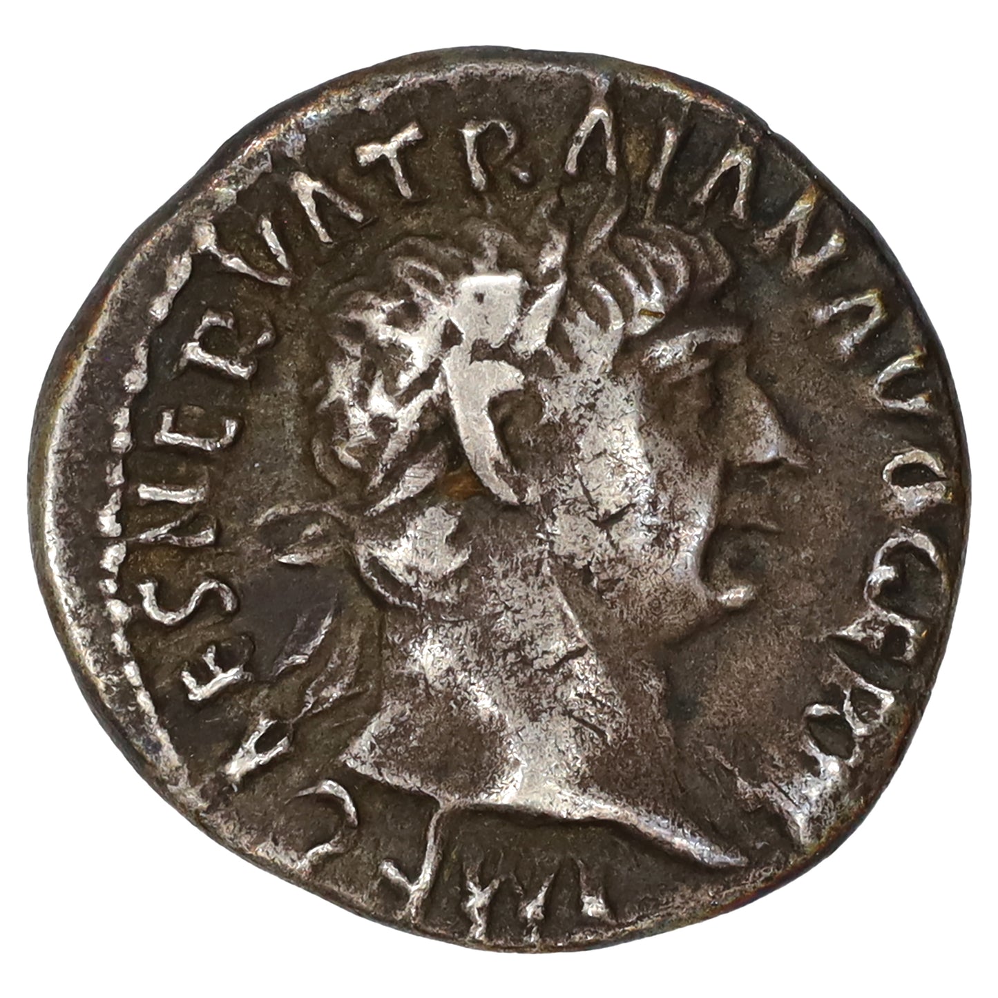 Ancient Rome 116-117 AD Trajan, Rev. Mars Silver Denarius VF-EF (VF30)
