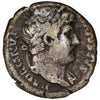 Ancient Rome 128 AD Hadrian Star Within Crescent Silver Denarius Very Fine (VF20)