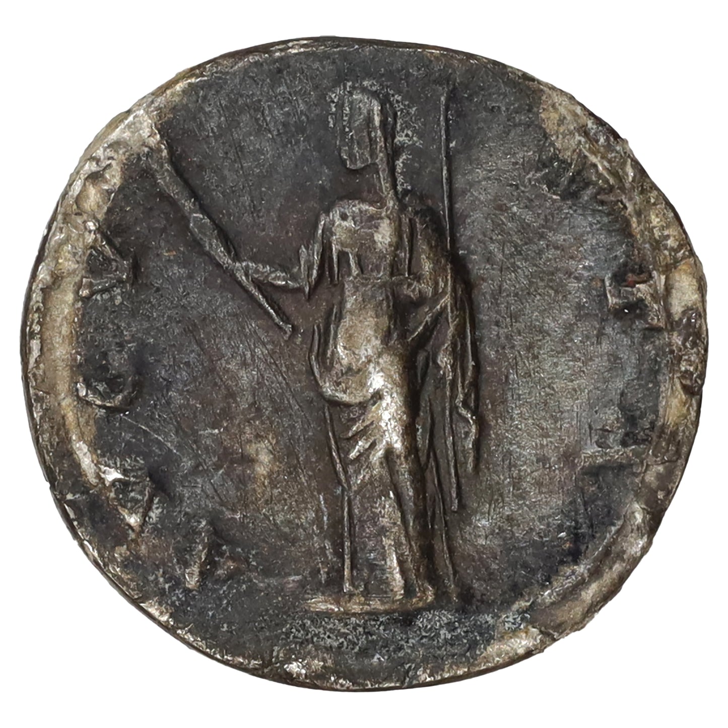 Ancient Rome 146 AD Diva Faustina Sr, Ceres Silver Denarius Extra Fine (EF40)