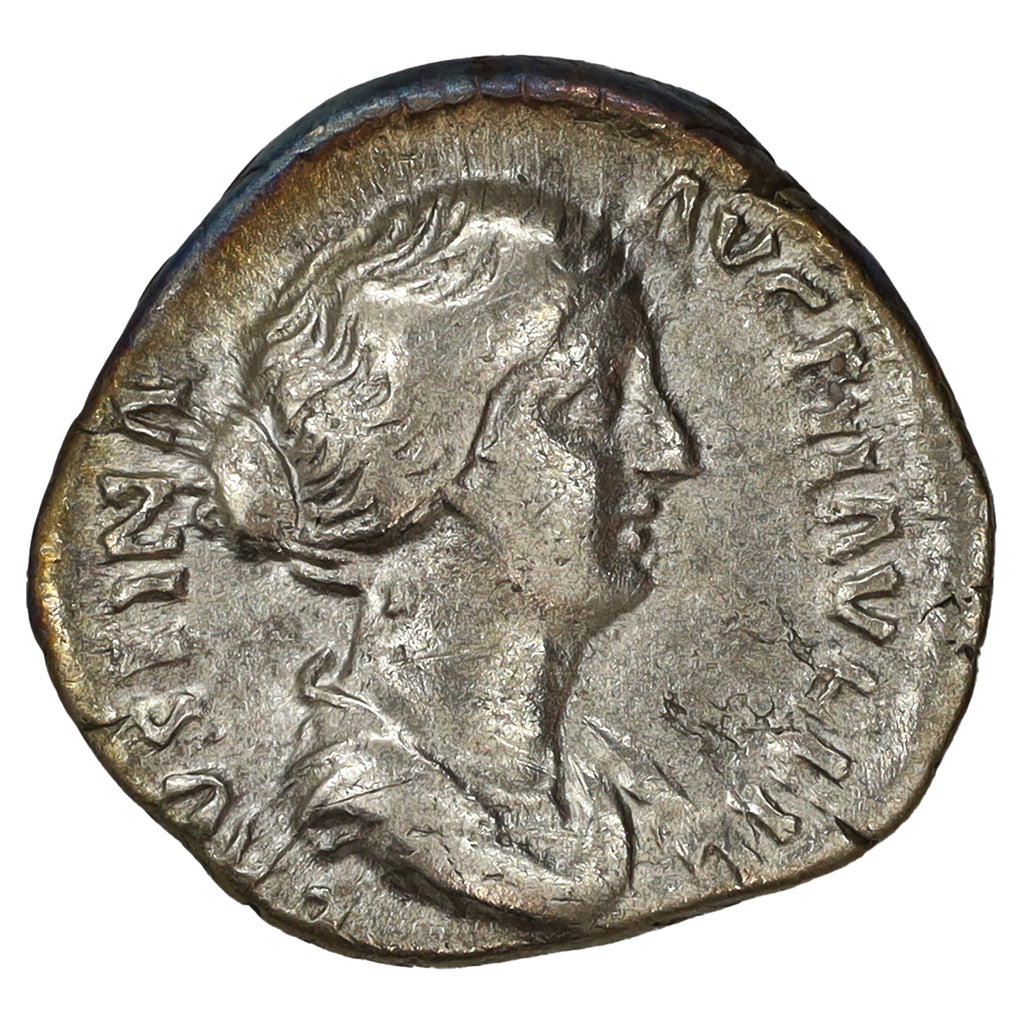 Ancient Rome 152-153 AD Faustina Minor, Concordia Silver Denarius VF-EF (VF30)