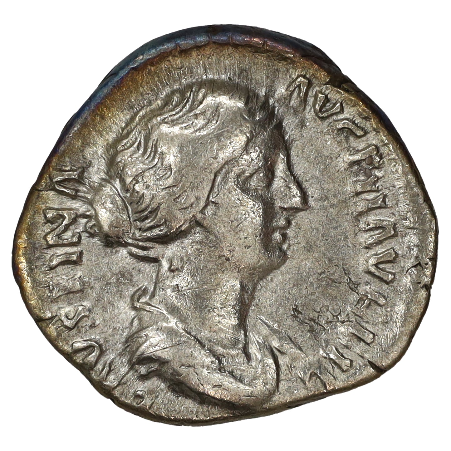 Ancient Rome 152-153 AD Faustina Minor, Concordia Silver Denarius VF-EF (VF30)