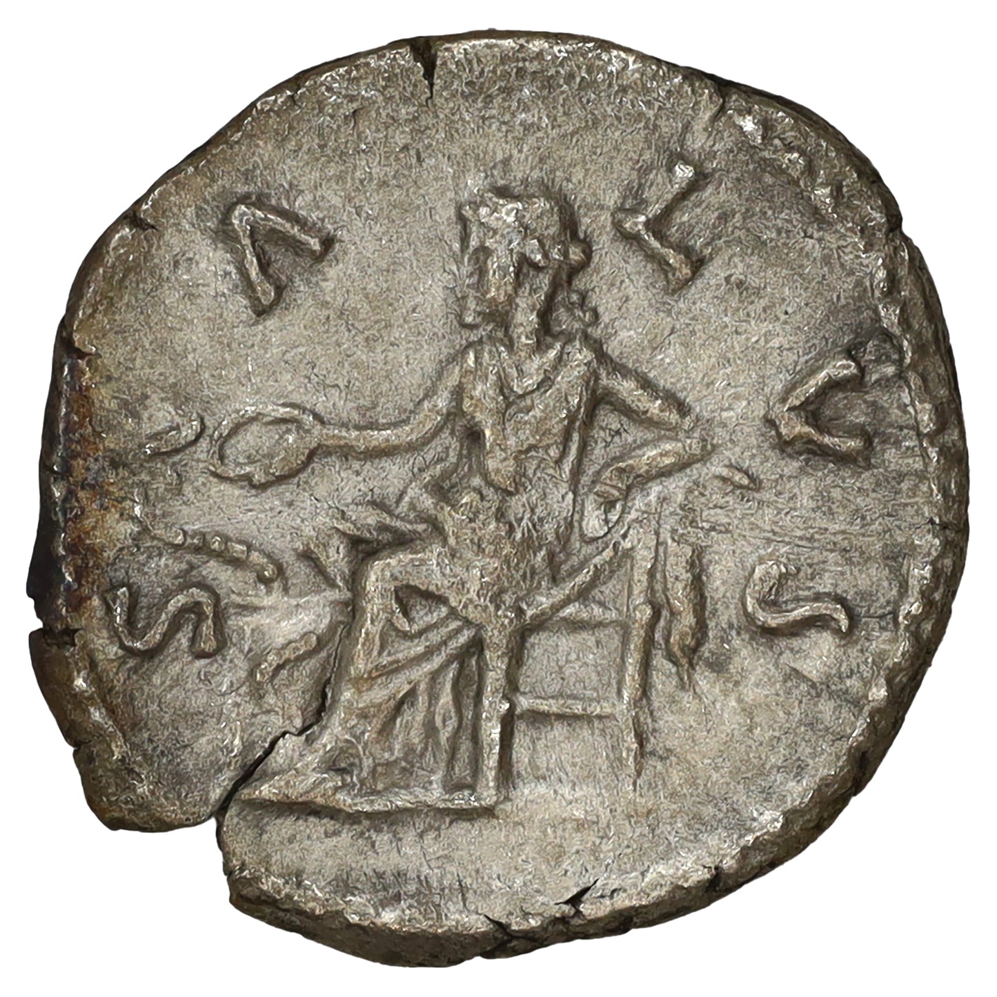 Ancient Rome 161-176 AD Faustina Jr, Salus Silver Denarius VF-EF (VF30)
