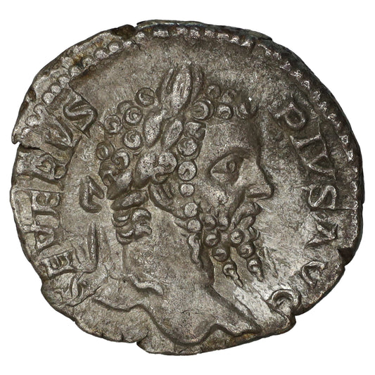 Ancient Rome 210 AD Septimius Severus, Jupiter Silver Denarius Almost Uncirculated (AU50)