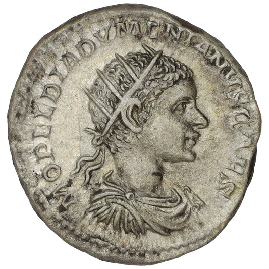 Ancient Rome 217 AD Diadumenianus Silver Antoninianus Almost Uncirculated (AU50) SCARCE