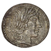 Ancient Roman Republic 90 BC Rev. Apollo C. Vibius Pansa Silver Denarius AU-UNC (AU55)