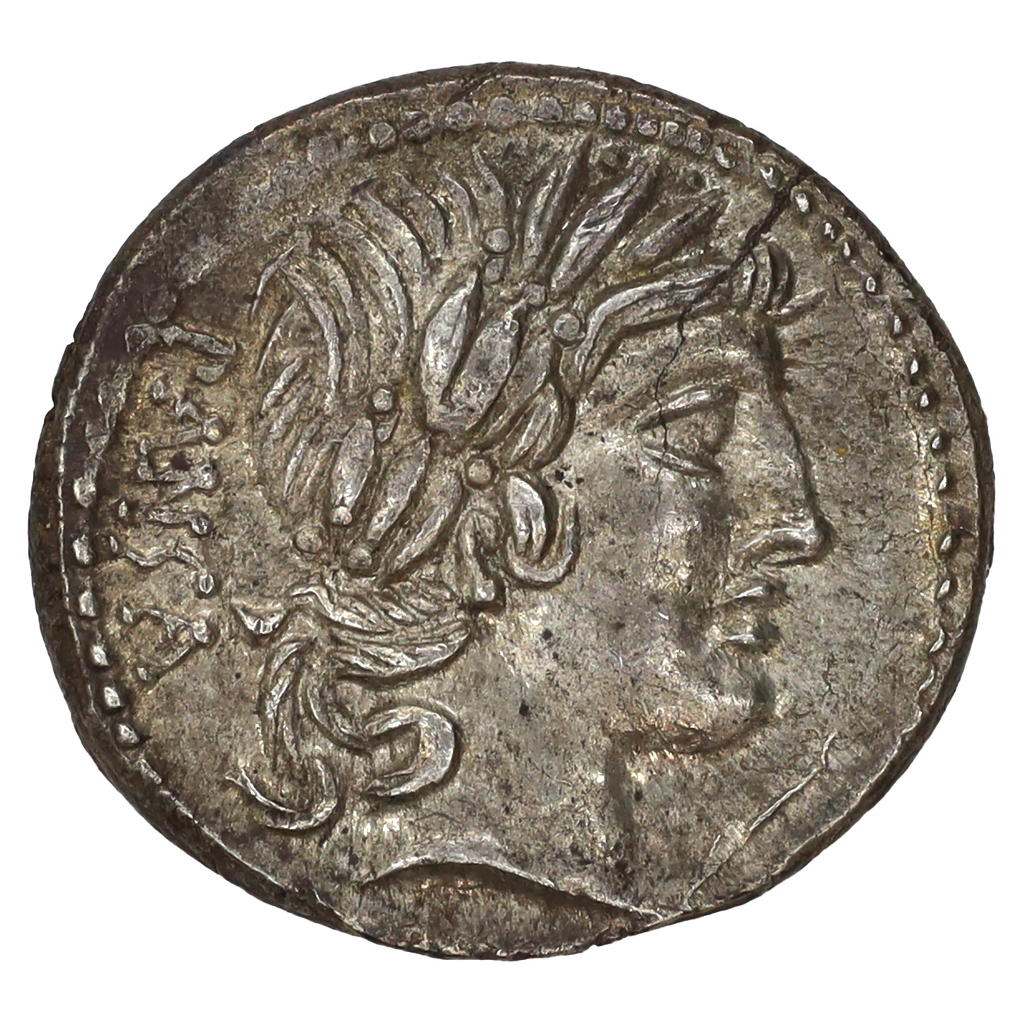 Ancient Roman Republic 90 BC Rev. Apollo C. Vibius Pansa Silver Denarius AU-UNC (AU55)