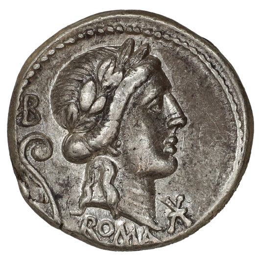 Ancient Roman Republic 82-80 BC Apollo, C. Servilius Vatia Silver Denarius AU-UNC (AU55)