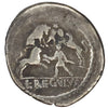 Ancient Rome 42 BC Gladiators L. Livineius Regulus Silver Denarius Fine (F12)