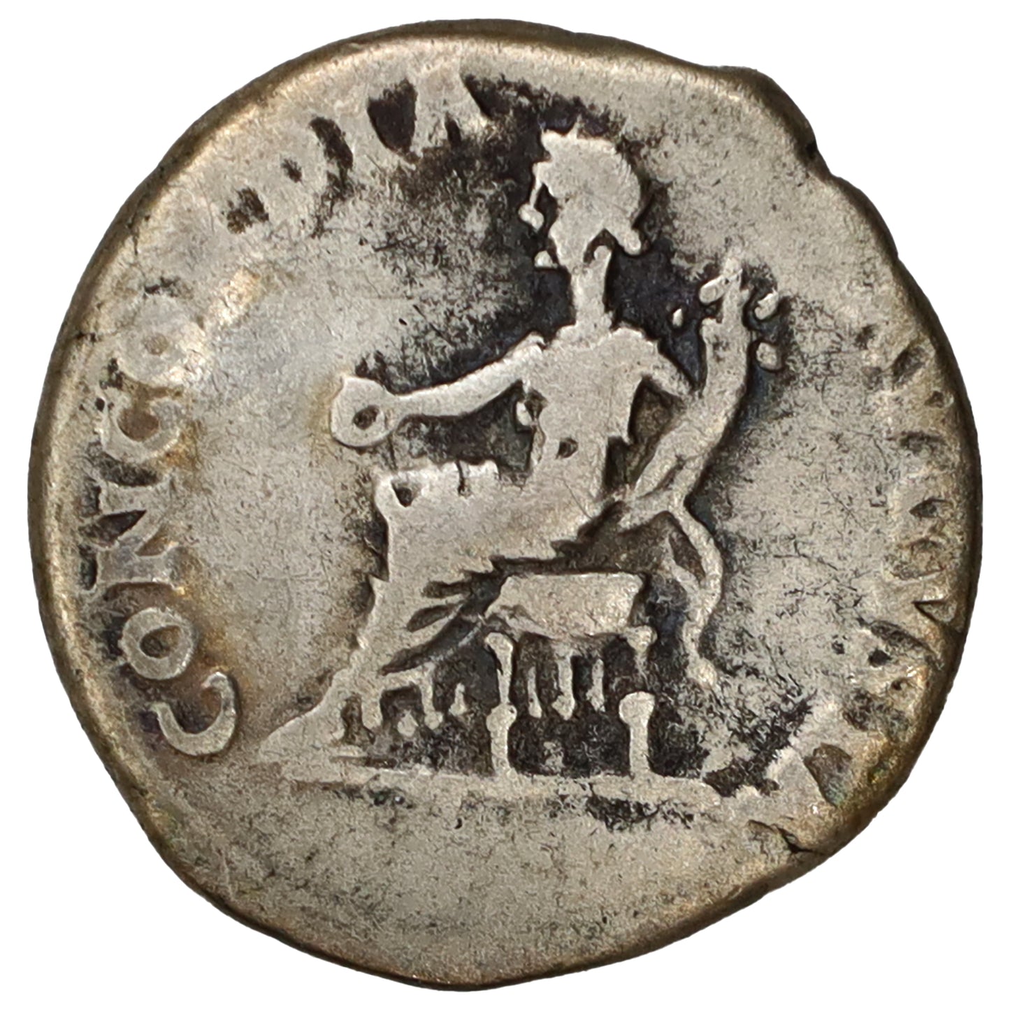 Ancient Rome 64-65 AD Nero Concordia Silver Denarius Very Fine (VF20)