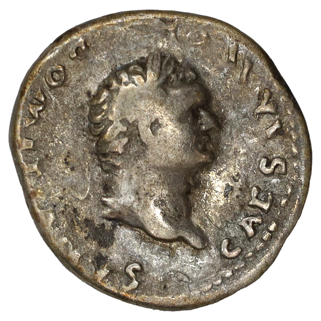 Ancient Rome 69-81 AD Romulus & Remus Domitian Silver Denarius Very Fine (VF20)
