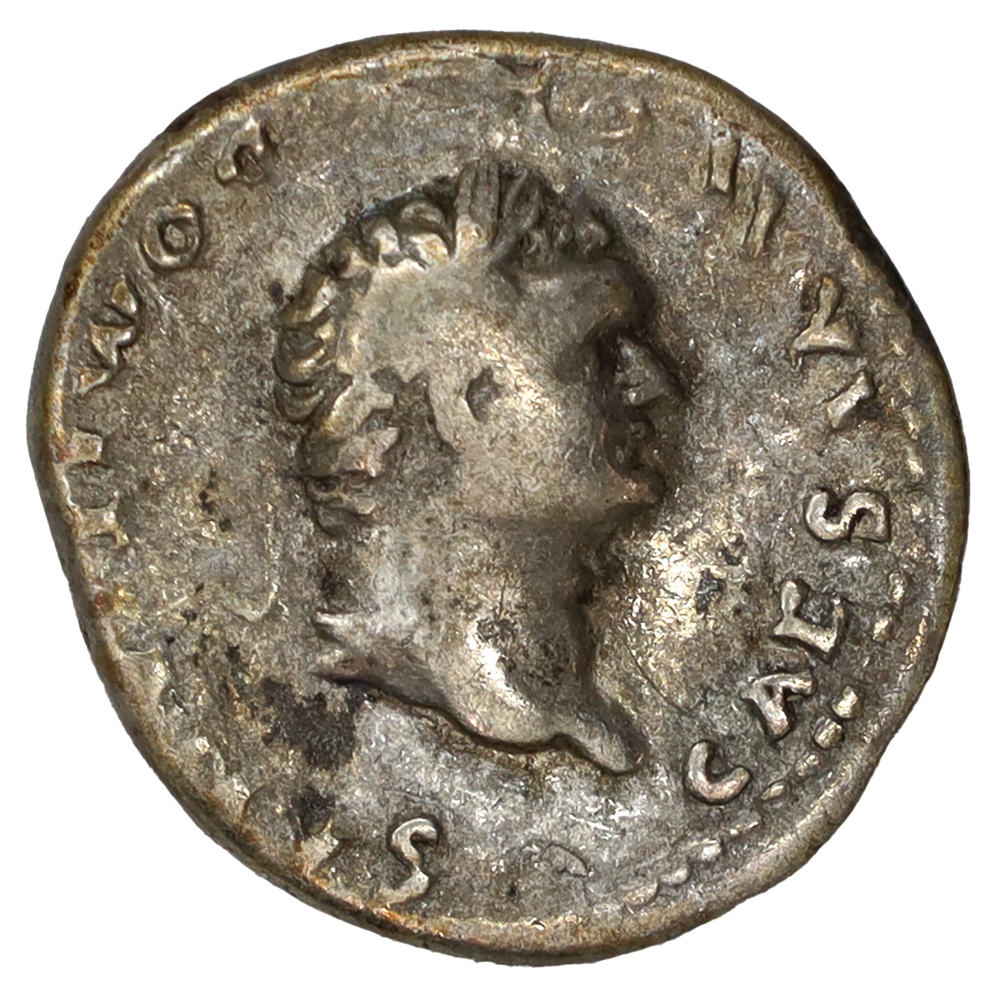 Ancient Rome 69-81 AD Romulus & Remus Domitian Silver Denarius Very Fine (VF20)