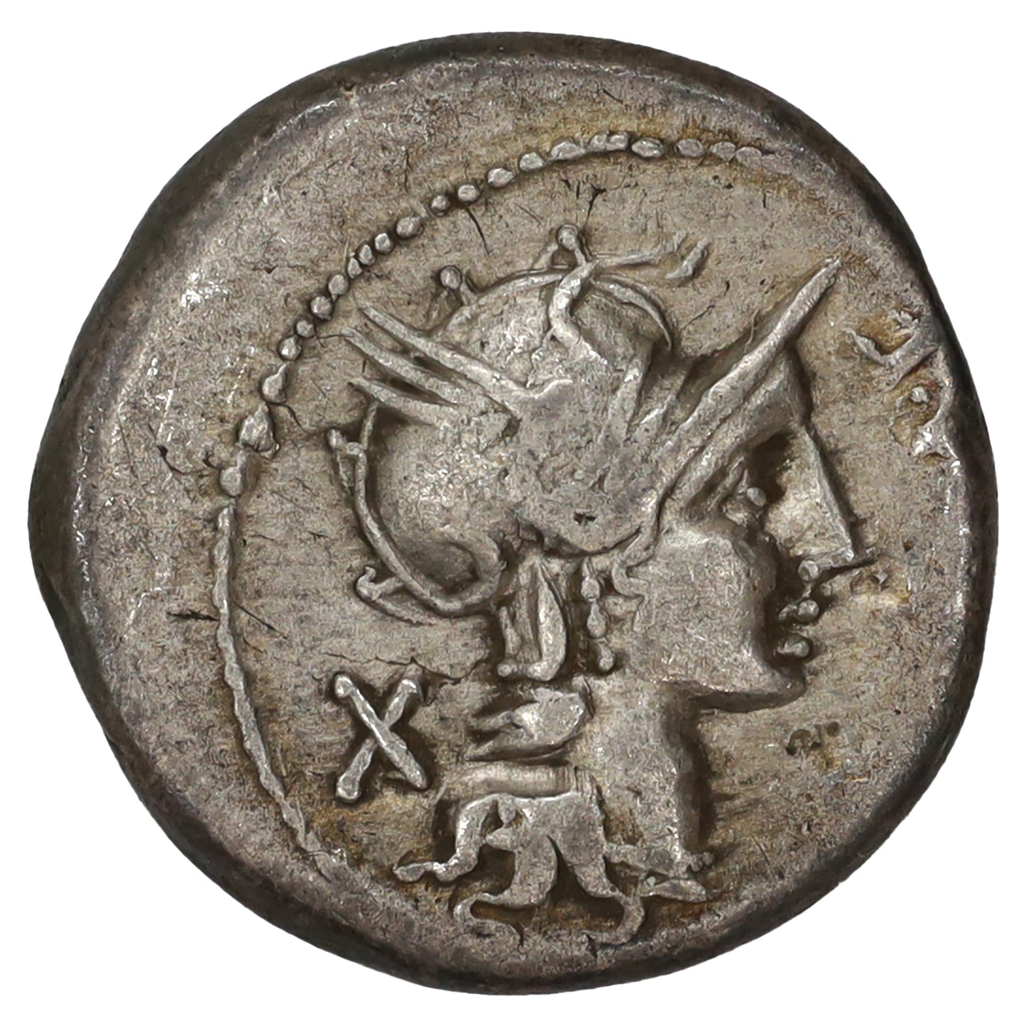 Ancient Roman Republic 115-114 BC M. Cipius M.F. Silver Denarius VF-EF (VF30)