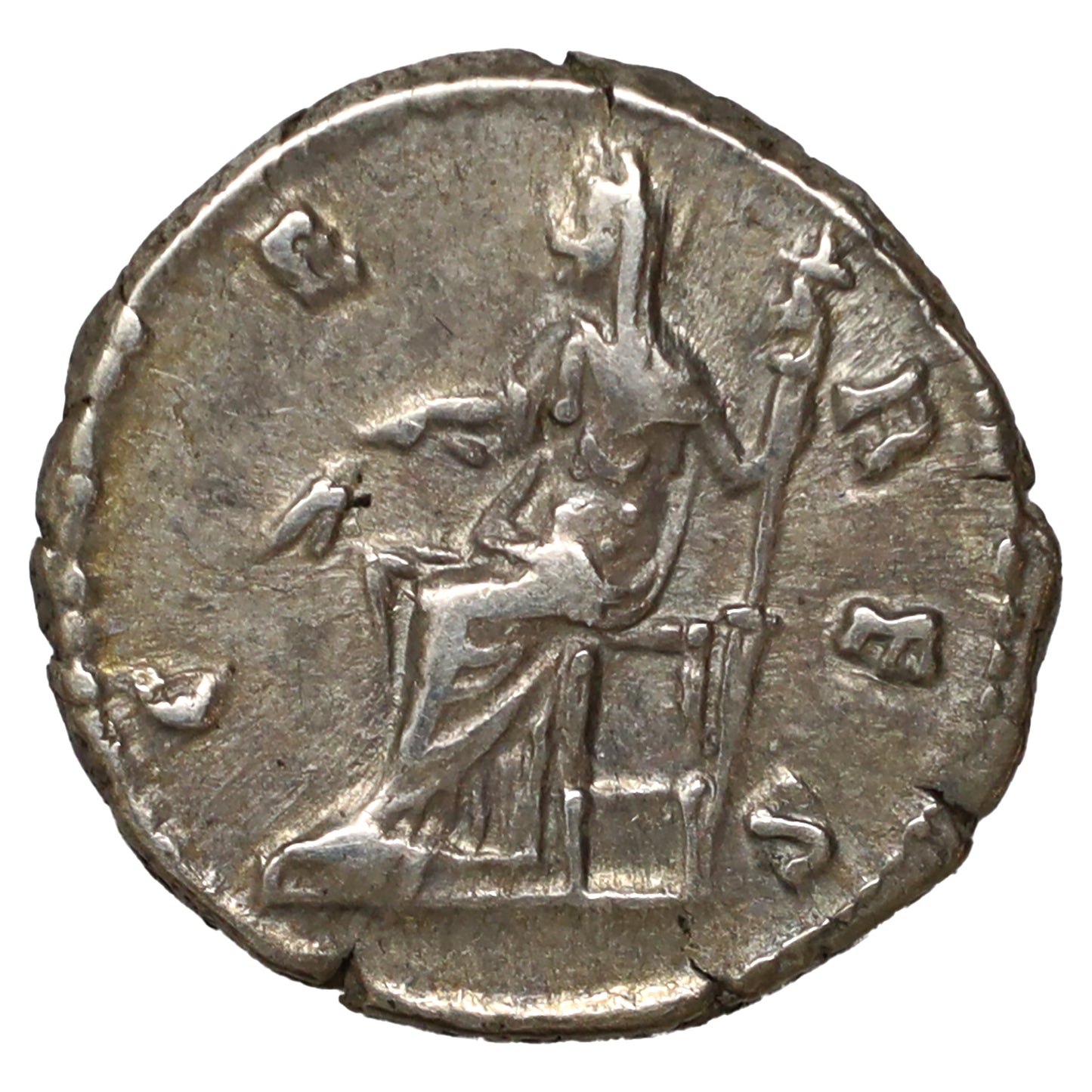 Ancient Rome 140 AD Diva Faustina Sr. Ceres Silver Denarius Almost Uncirculated (AU50)