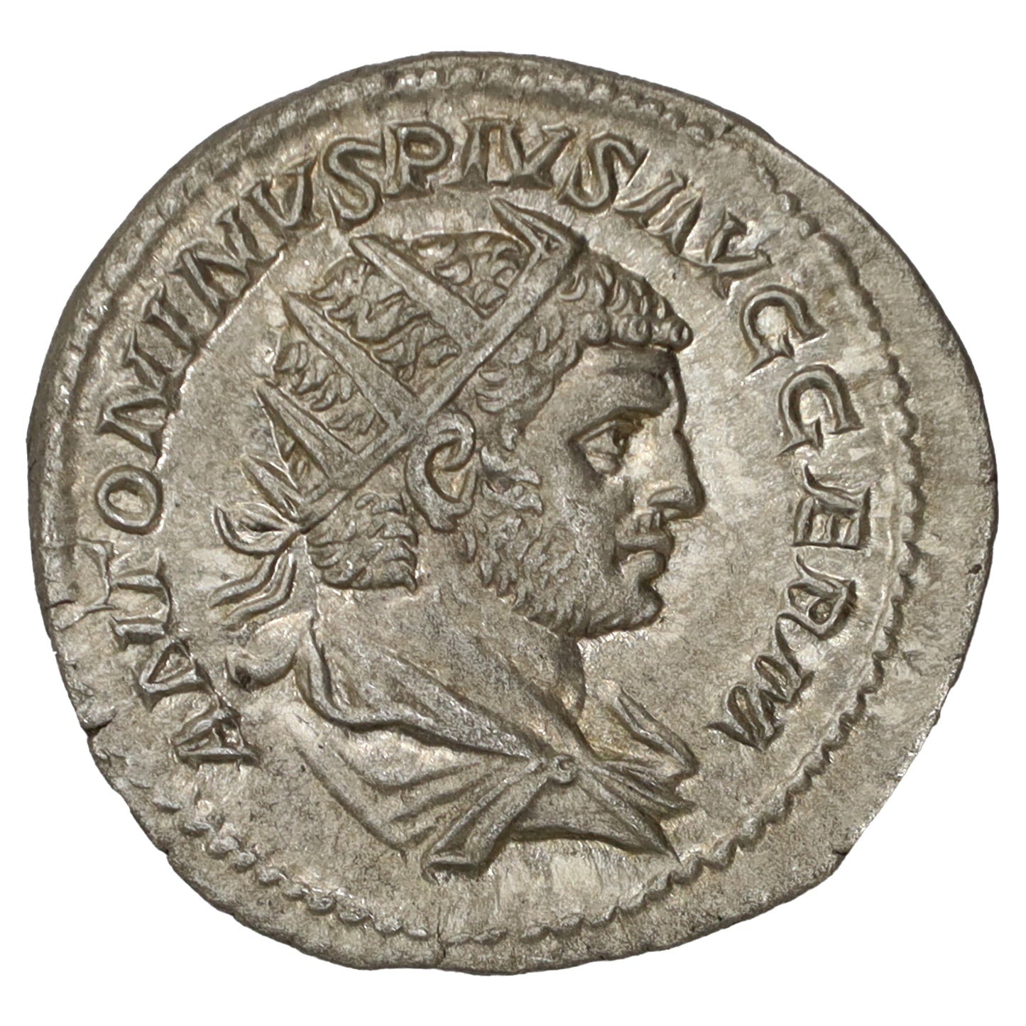 Ancient Rome 216 AD Jupiter with Thunderbolt Caracalla Silver Antoninianus AU-UNC (AU55)