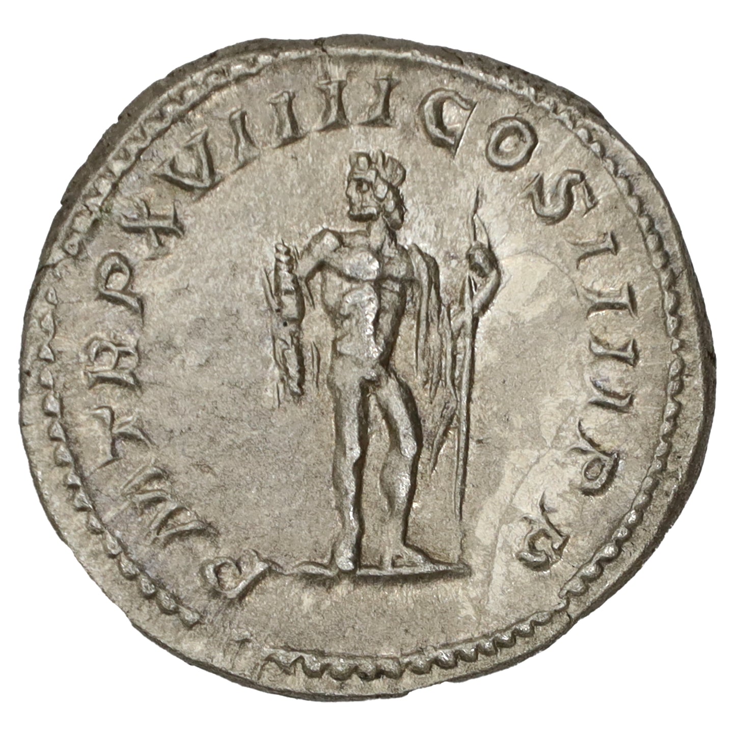 Ancient Rome 216 AD Jupiter with Thunderbolt Caracalla Silver Antoninianus AU-UNC (AU55)
