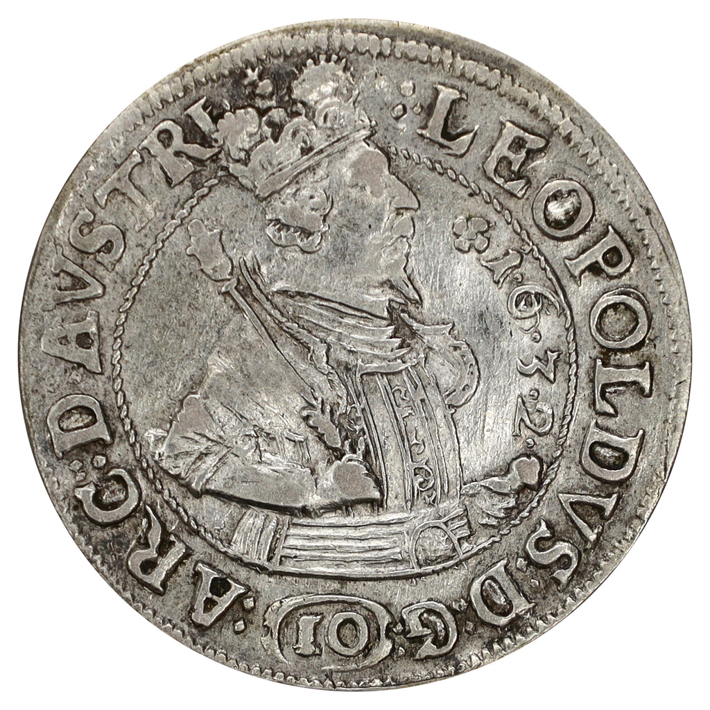 Austria 1632 Tyrol Leopold V 10 Kreuzer Almost Uncirculated (AU50)