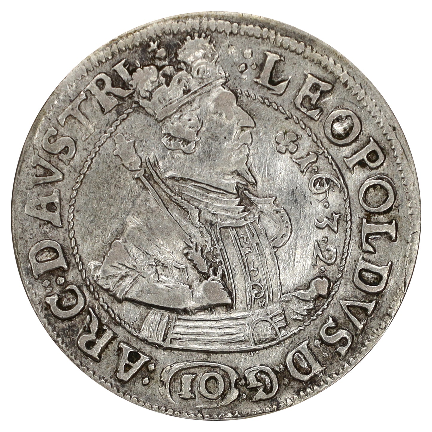 Austria 1632 Tyrol Leopold V 10 Kreuzer Almost Uncirculated (AU50)