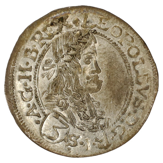 Austria 1665 Leopold I 3 Kreuzers Almost Uncirculated (AU50)