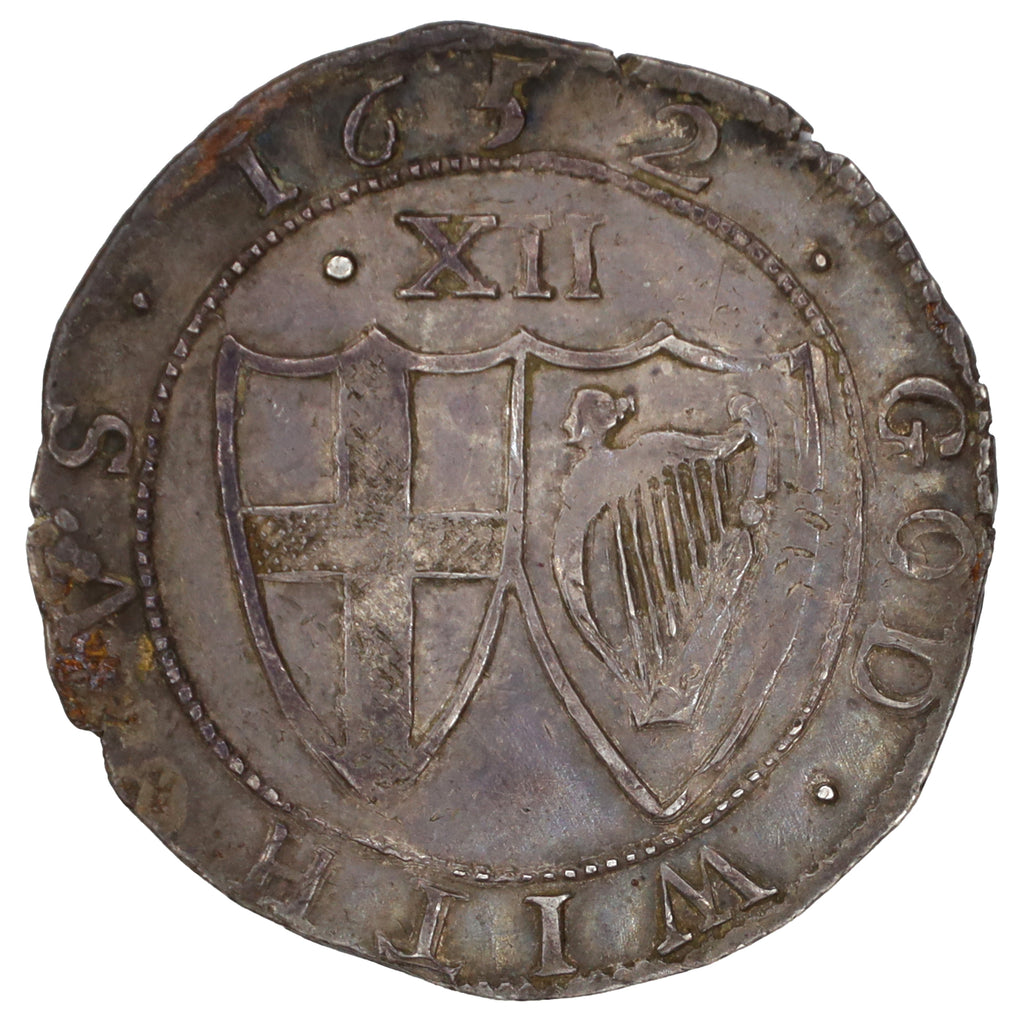 England 1652 Sun S3217 Tower Mint, Commonwealth Shilling Almost Uncirculated (AU50)
