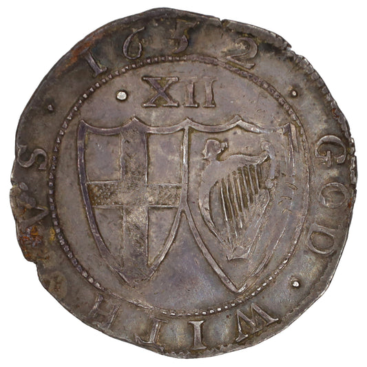 England 1652 Sun S3217 Tower Mint, Commonwealth Shilling Almost Uncirculated (AU50)