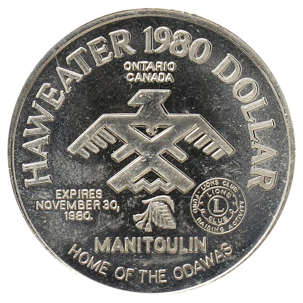 1980 Manitoulin Island, Ontario, Trade Dollar Token: Home of the Odawas