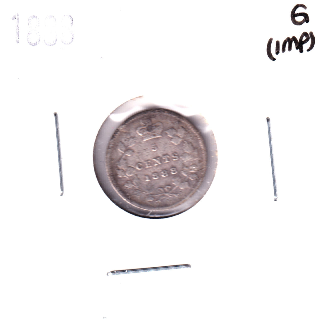 1888 Canada 5-cents Good (G4) Scratched, cleaned, toned, or impaired