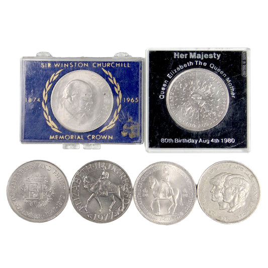 Set of 6x Great Britain 1953-1981 Commemorative Crowns, 6Pcs