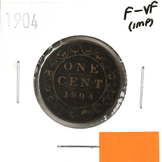 1904 Canada 1-cent F-VF (F15) Corrosion, mark, or impaired